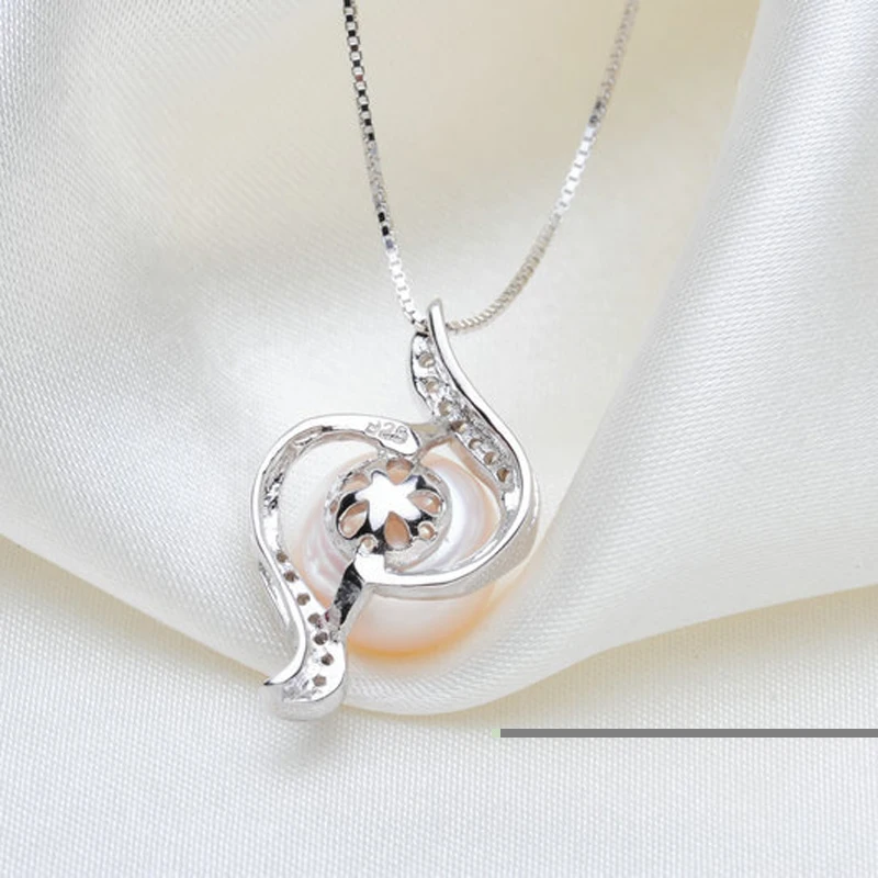 Женское ожерелье с подвеской из натурального пресноводного жемчуга серебро 925