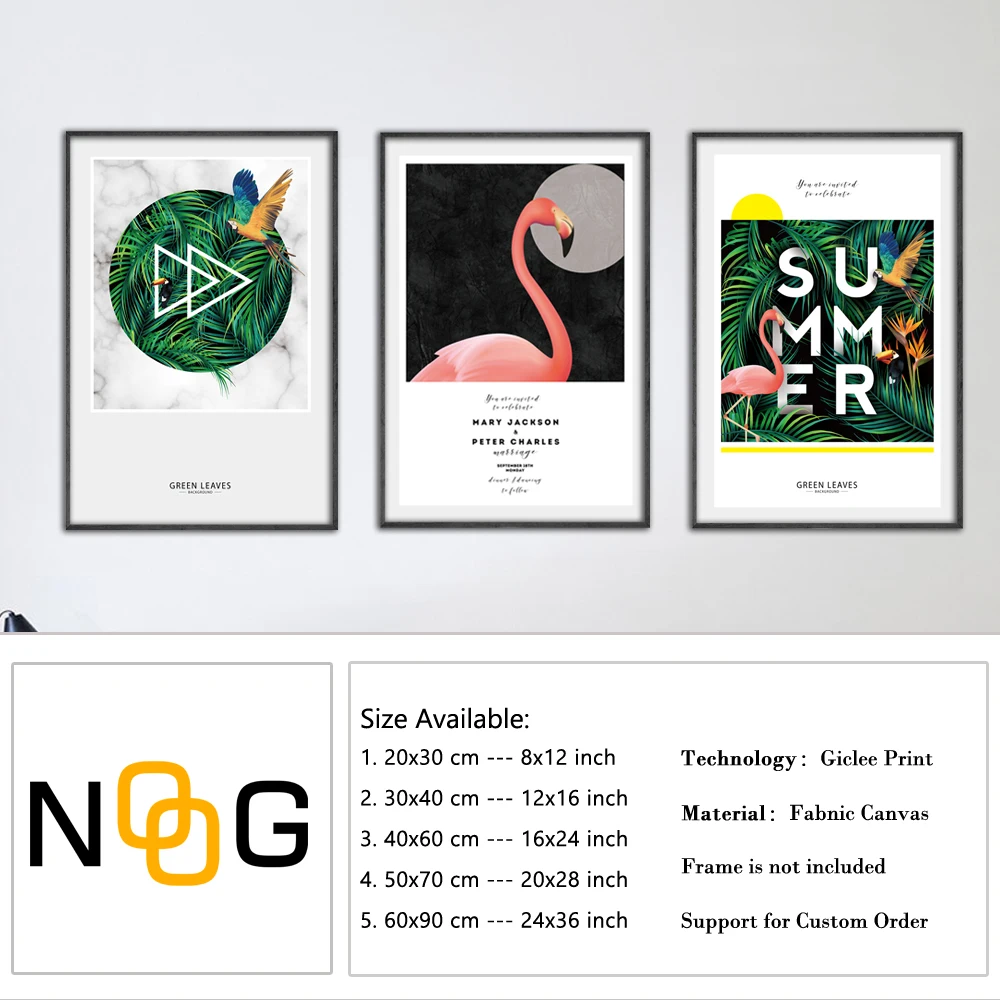 Настенный плакат IOIOI с зеленым фламинго настенные картины плакаты и принты