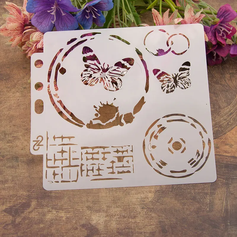 

13cm 5.1" Butterfly Circle DIY Layering Stencils Wall Painting Scrapbook Coloring Embossing Album Decorative Paper Card Template
