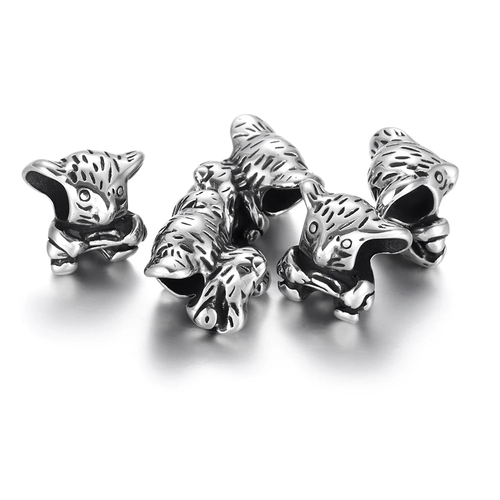 Бусины Из Нержавеющей Стали прорезиненные Европейские 5 мм Черные Подвески для