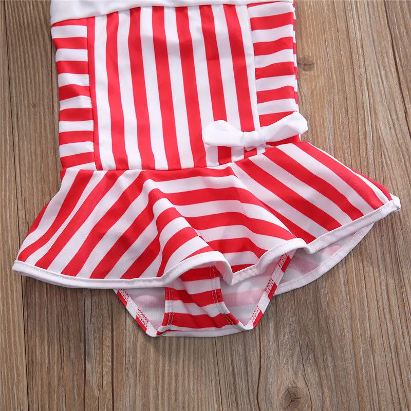 Детский купальник бикини в полоску с бантом для малышей детский купальный костюм