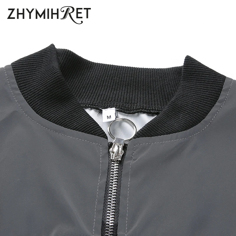 Женская Светоотражающая куртка ZHYMIHRET уличная куртка-бомбер в стиле хип-хоп с