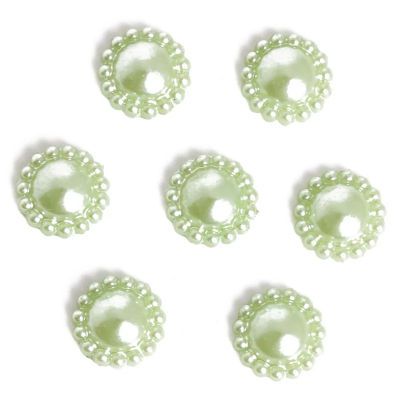 Light Green 50 шт. диаметр 12 мм 14 цветов полукруглые пластиковые бусины с плоской задней стороной ABS имитация жемчуга для рукоделия аксессуары для одежды - Цвет: Light Green