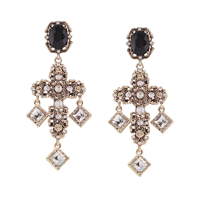 Длинные серьги-подвески в стиле барокко с перекрестными кисточками винтажный