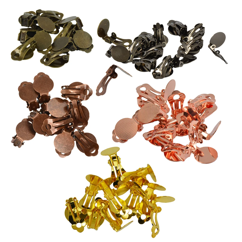 

60 Pieces Brass Clip-on Earring Base Blank Components DIY Craft Jewelry Design