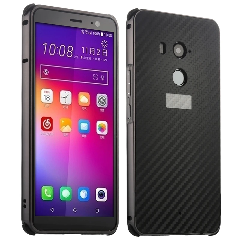 Металлический каркас алюминиевый бампер жесткий чехол для Coque htc U11 Plus чехол s Роскошный карбоновый чехол для htc U12 задняя крышка Funda htc Desire 12