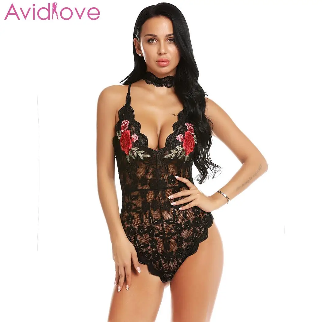 Avidlove женские костюмы Боди с v образным вырезом регулируемые бретельки Прозрачное