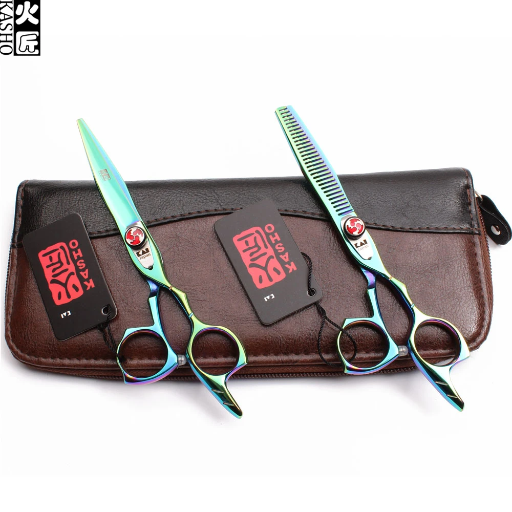 H9017 5 &quot16 см Kasho многоцветные 440C ножницы для резки филировочные салона волос