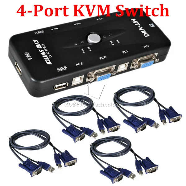 Переключатель kebidumei с 4 портами USB 2 0 KVM VGA SVGA Селекторный концентратор кабелем для