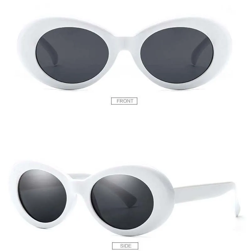 white frame gray Женские защитные очки, мужские Модные солнцезащитные очки, женские мужские Овальные Солнцезащитные очки, черные, белые, красные очки, UV400 - Цвет линз: white frame gray