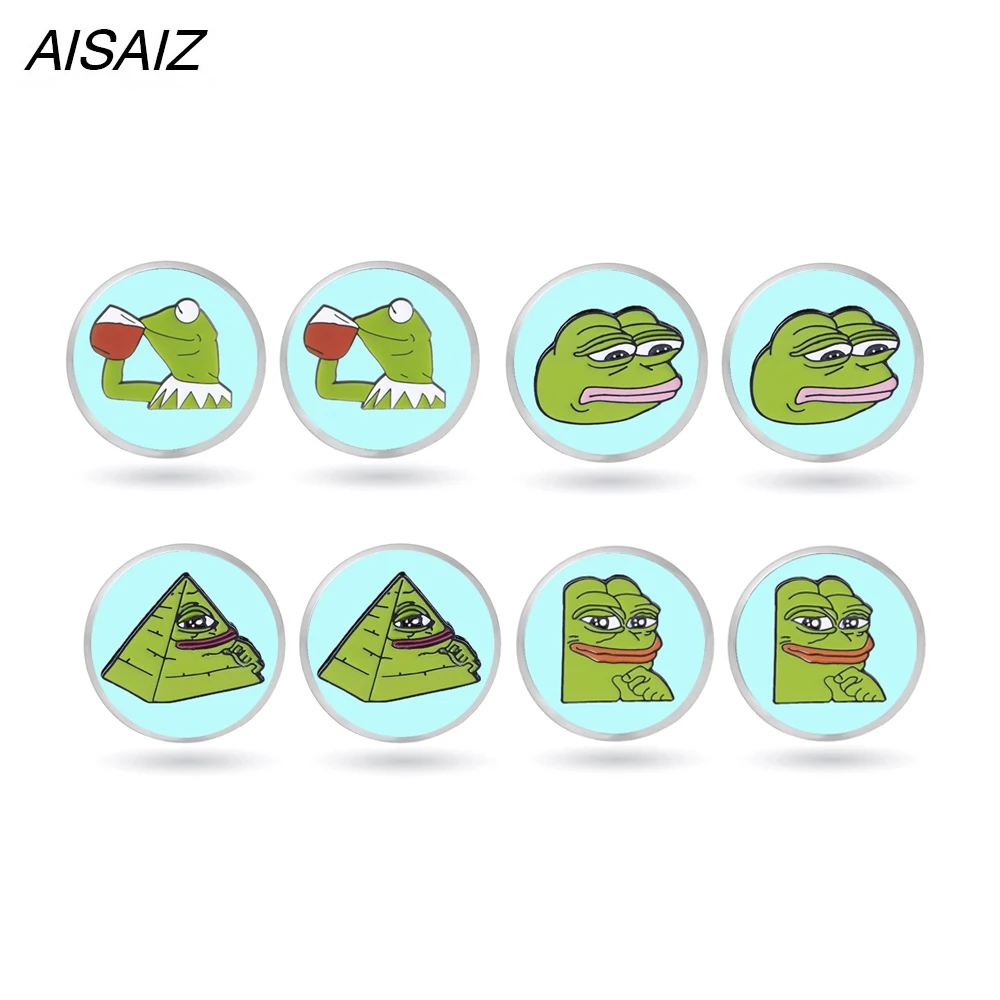 Hot Frog Pepe Stud Earrings Feels Bad Man Sad Good Pop Culture Jewelry Christmas gift | Украшения и аксессуары