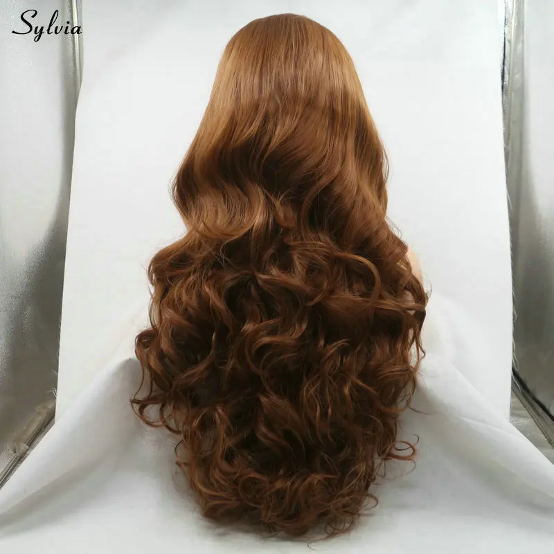 Sylvia 30 # коричневый парик для леди натуральный волос медовый блонд синтетические