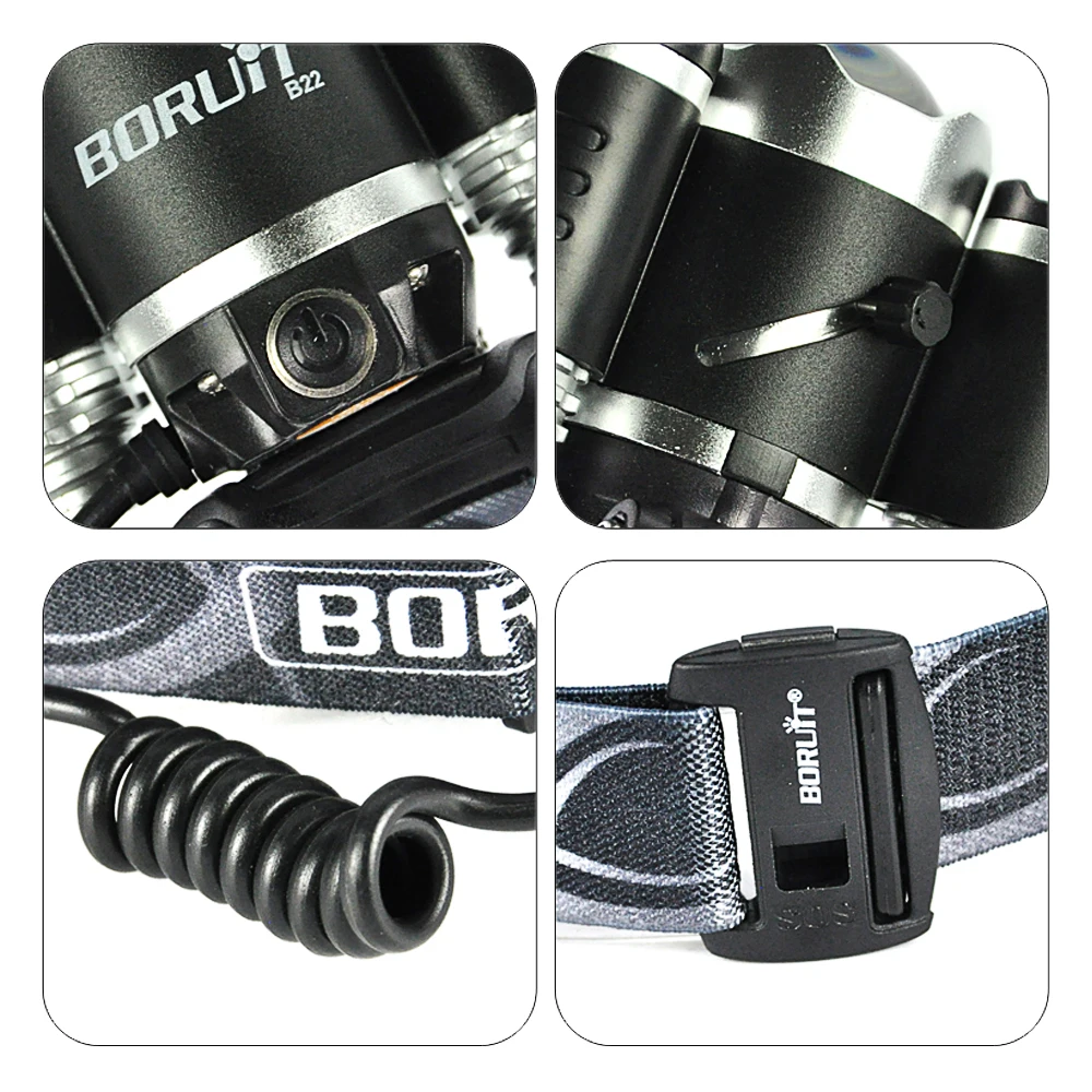 Boruit B22 мощный светодио дный фонарик налобный фонарь usb Водонепроницаемый