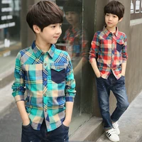 new arrival long sleeve boys shirts casual turn down collar boy big plaid blouse for children kids spring clothes high quality