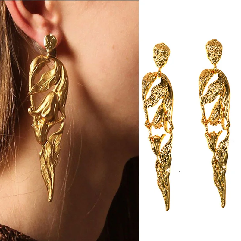

Rongho Vintage metal Figure earrings for women Gold earring hiphop brincos show earring rock accessories