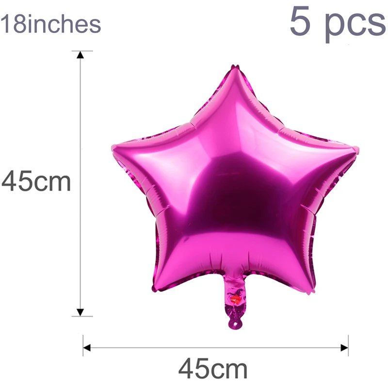 5pcs rose pink star Huiran, 5 шт. в партии, 18 дюймов с днем рождения воздушные шары "сделай сам" сердце шары звезда Globos День рождения Декор детей шарики для свадьбы Любовь следа - Цвет: 5pcs rose pink star