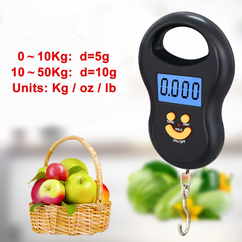 

Mini Electronic Hook Fish Weight Mini Hanging Scale Pocket Portable 50kg LCD Digital Luggage travel Fishing Hook Scale
