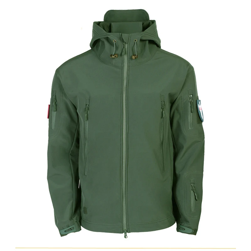 

Men Shark skin soft shell jacket Autumn Winter military Hooded Fleece coat mens Combat Windbreaker coat Male Warm Army outerwear