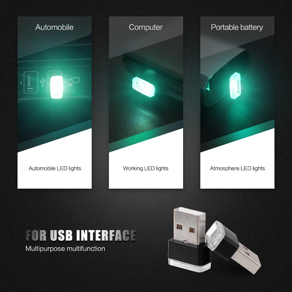 Автомобильный стиль USB декоративная лампа, освещение светодиодный атмосферный свет универсальный ПК портативный Plug and Play красный/синий/белый/зеленый/Plnk