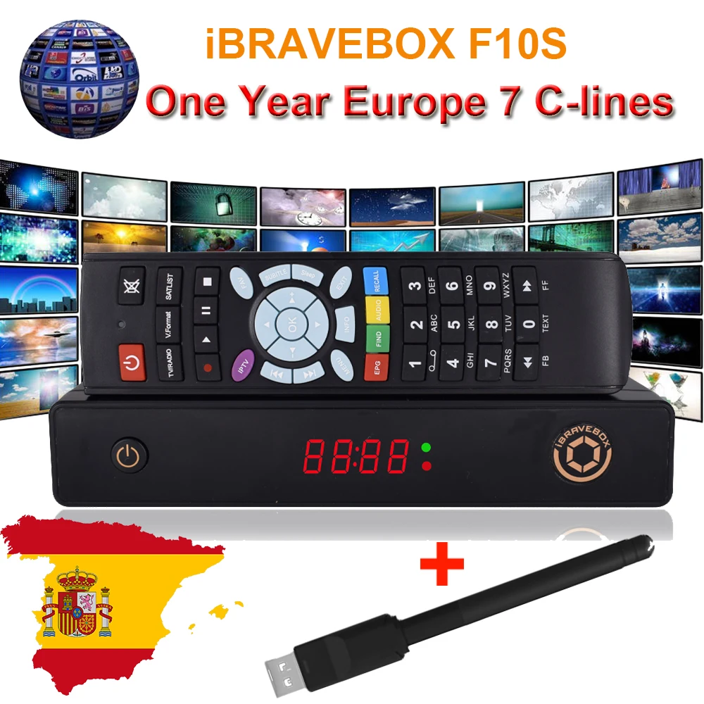 1 год Европа Клайн натуральная iBRAVEBOX F10S H.265 Twin тюнер DVB S2 спутникового приемника