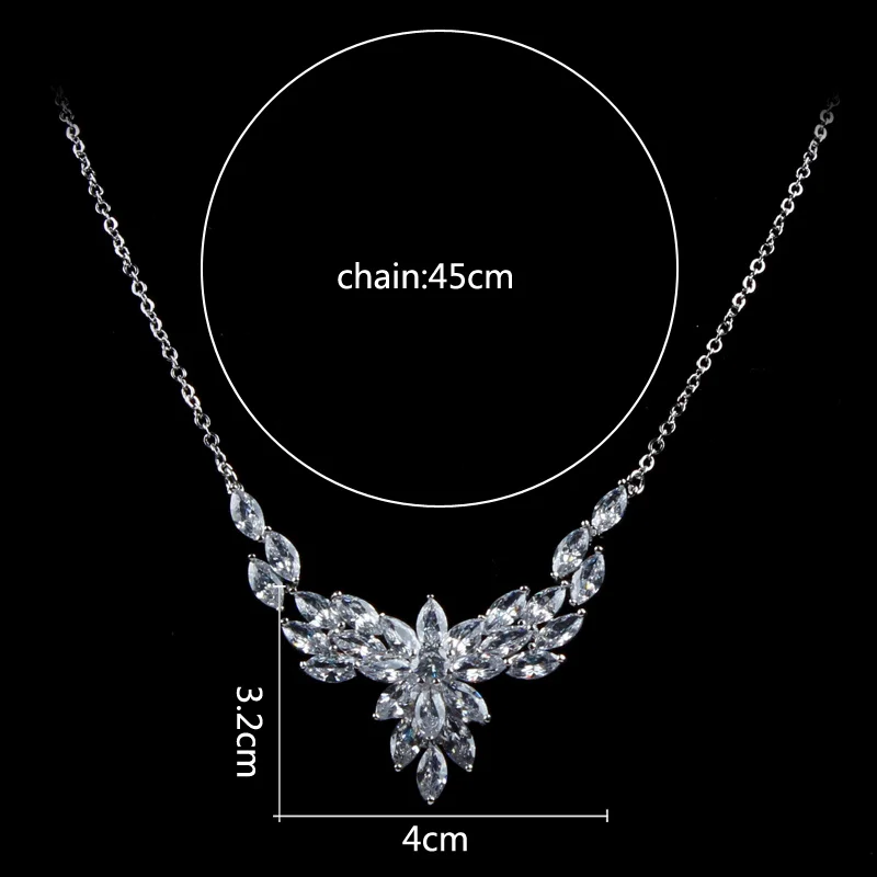 Ожерелье и серьги ювелирные изделия для женщин Свадебные сверкающие листья