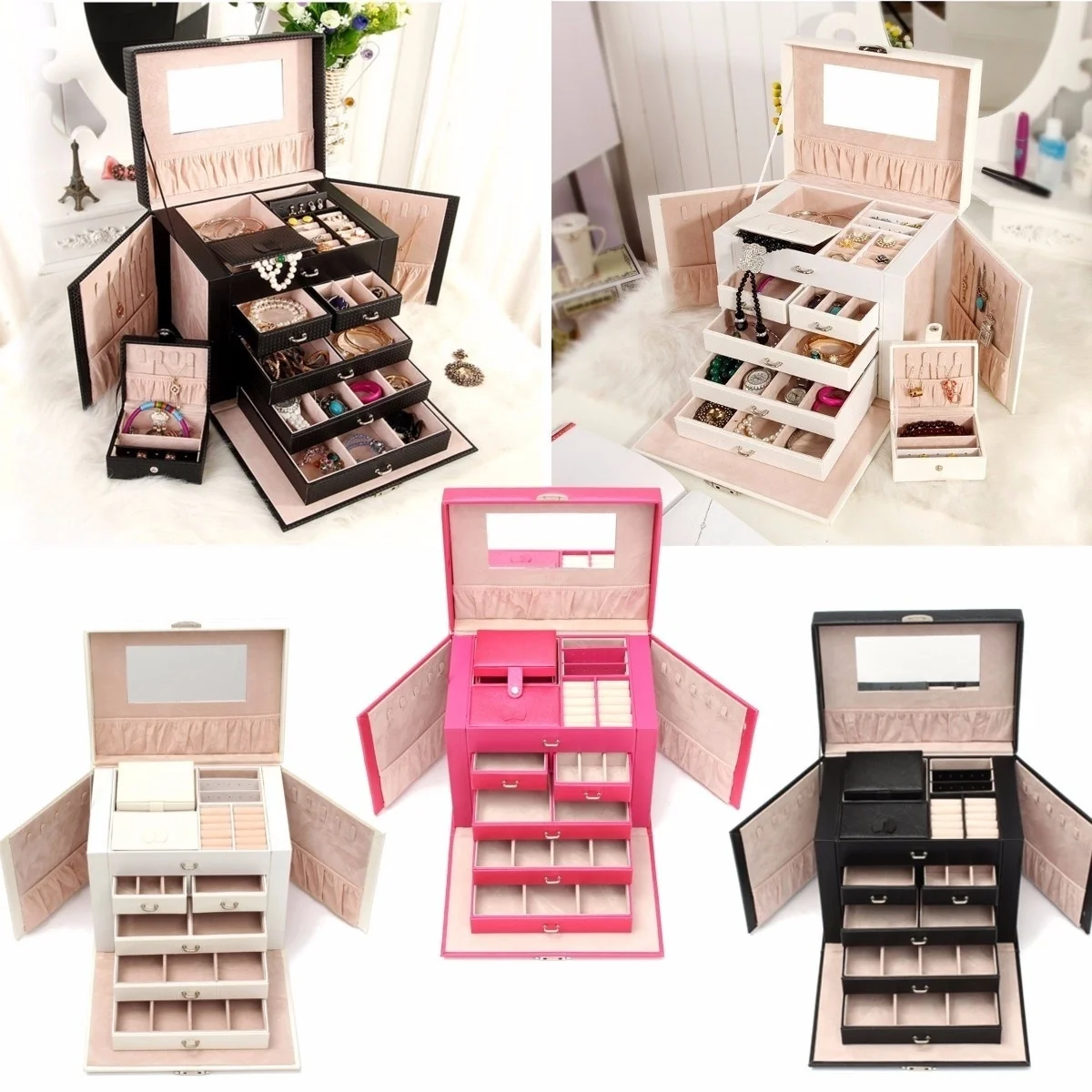 Кожаная Шкатулка для украшений Дорожный Чехол с замком органайзер хранения