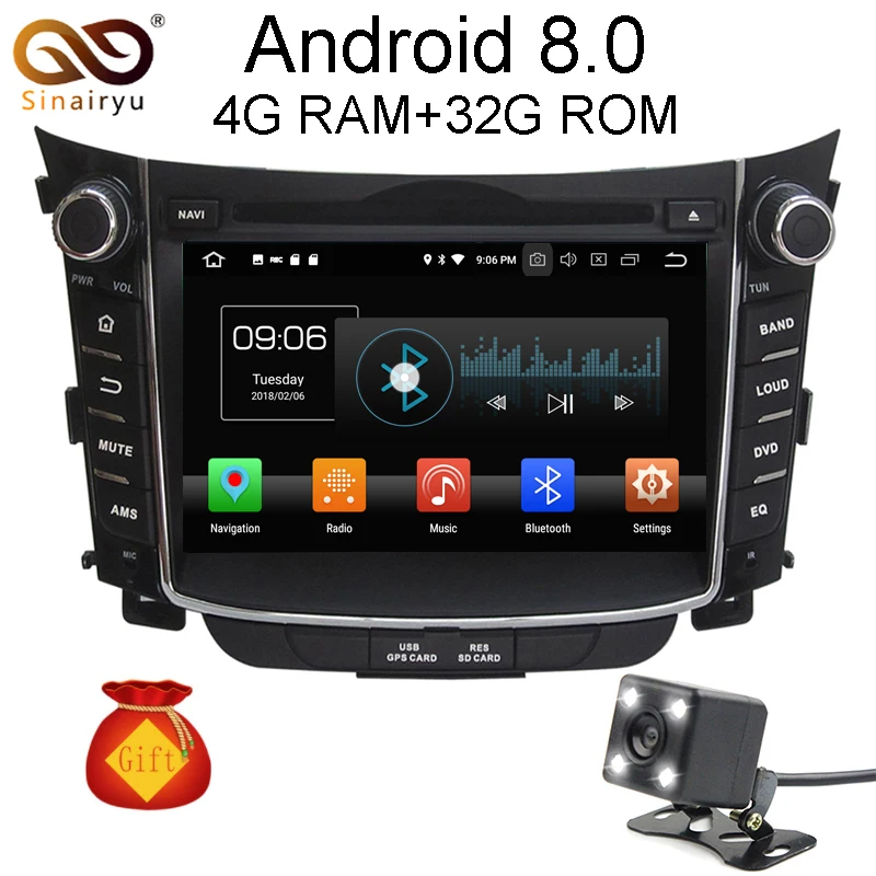 4 ГБ ОЗУ Восьмиядерный Android 8 0 автомобильный DVD gps плеер подходит hyundai I30 2011 2012 2013 2014