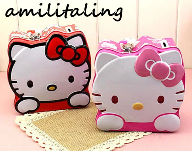 HelloKitty металлический Копилка коробка ребенок девушка w/ Lock YE9707 | Багаж и сумки