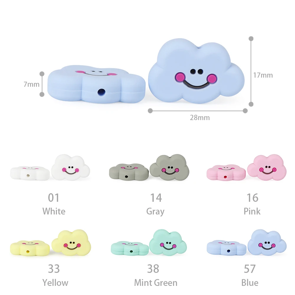 TYRY.HU-Mini mordedor de nube de dibujos animados para beb&eacute;, juguete de dentici&oacute;n masticable, collar de cuentas de silicona de grado alimenticio, accesorios, 6 uds.-4