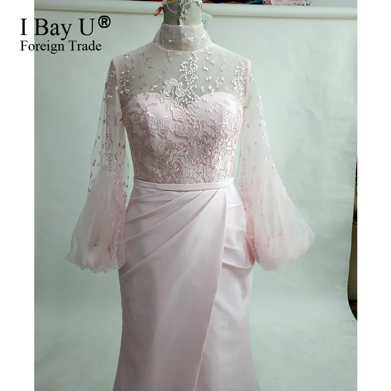 Реальные фотографии 2020 розовое белое арабское длинное вечернее платье Русалка