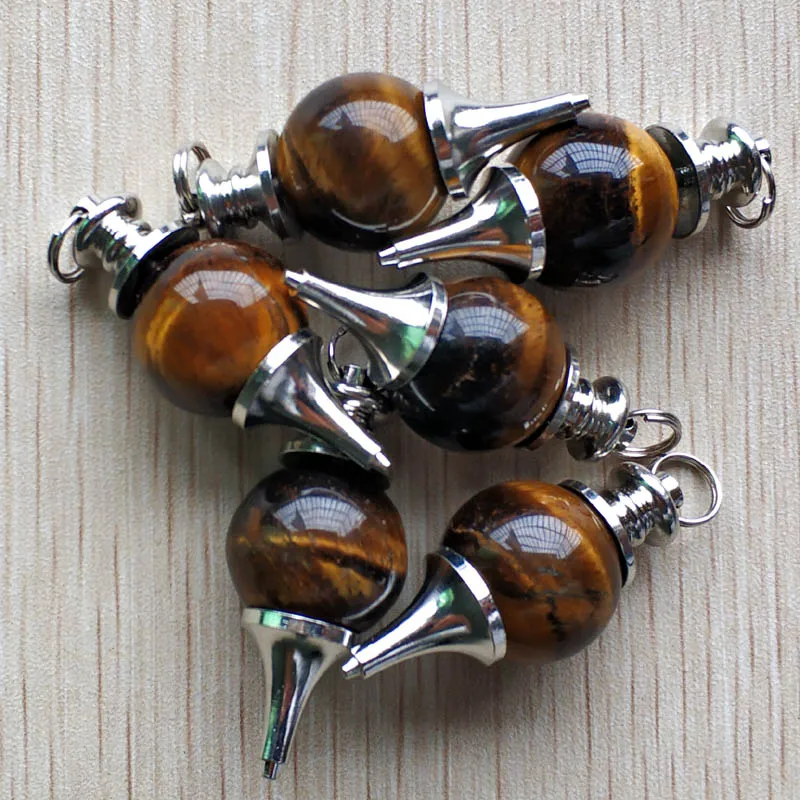 Wholesale 6pcs/lot 2018 new fashion high quality natural tiger eye stone ball charms pendants for jewelry making free | Украшения и