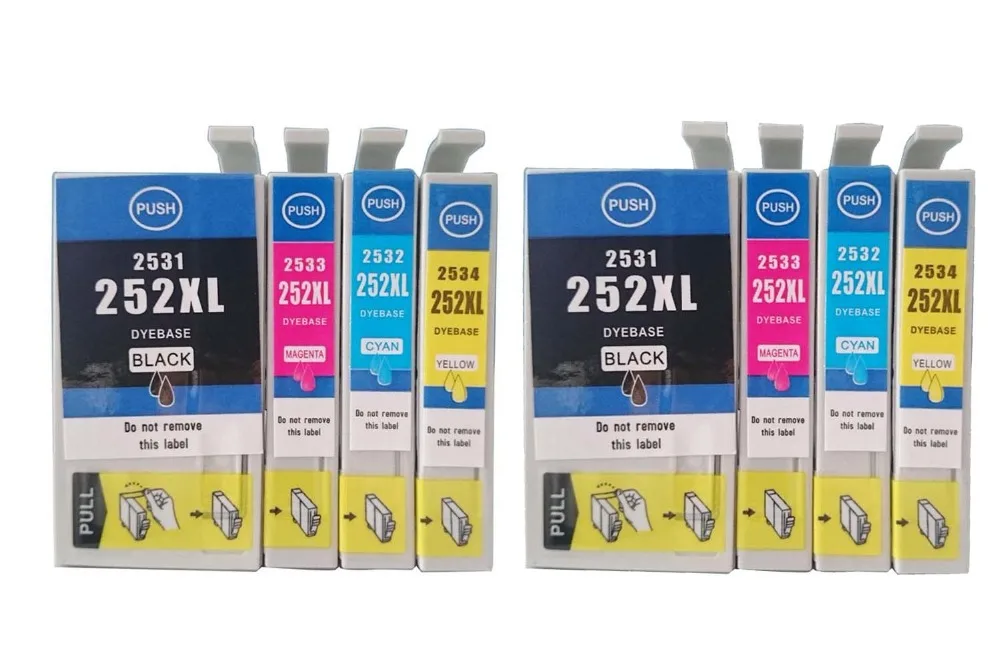 8 упаковок совместимый чернильный картридж для Epson T252 T252XL принтер WF-3620 WF-3640 WF-7110