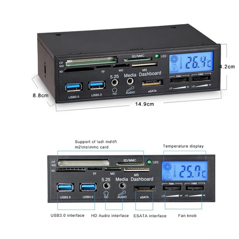 5 25 &quotвсе в одном 1 USB Внутренний Multi Card Reader писатель с вентилятором Скорость