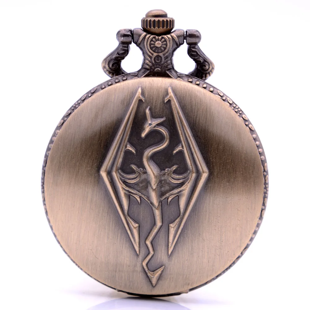 Винтажные антикварные маскарадные игры The Elder Scrolls V Skyrim Мужские Женские кварцевые карманные часы аналоговый кулон ожерелье Regarder подарок