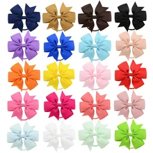 1Pcs 3.15 Inch Girl Hair bows Boutique Grosgrain Ribbon Bow Elastic Hair Tie Rope Band with kids Hair Accessories 030