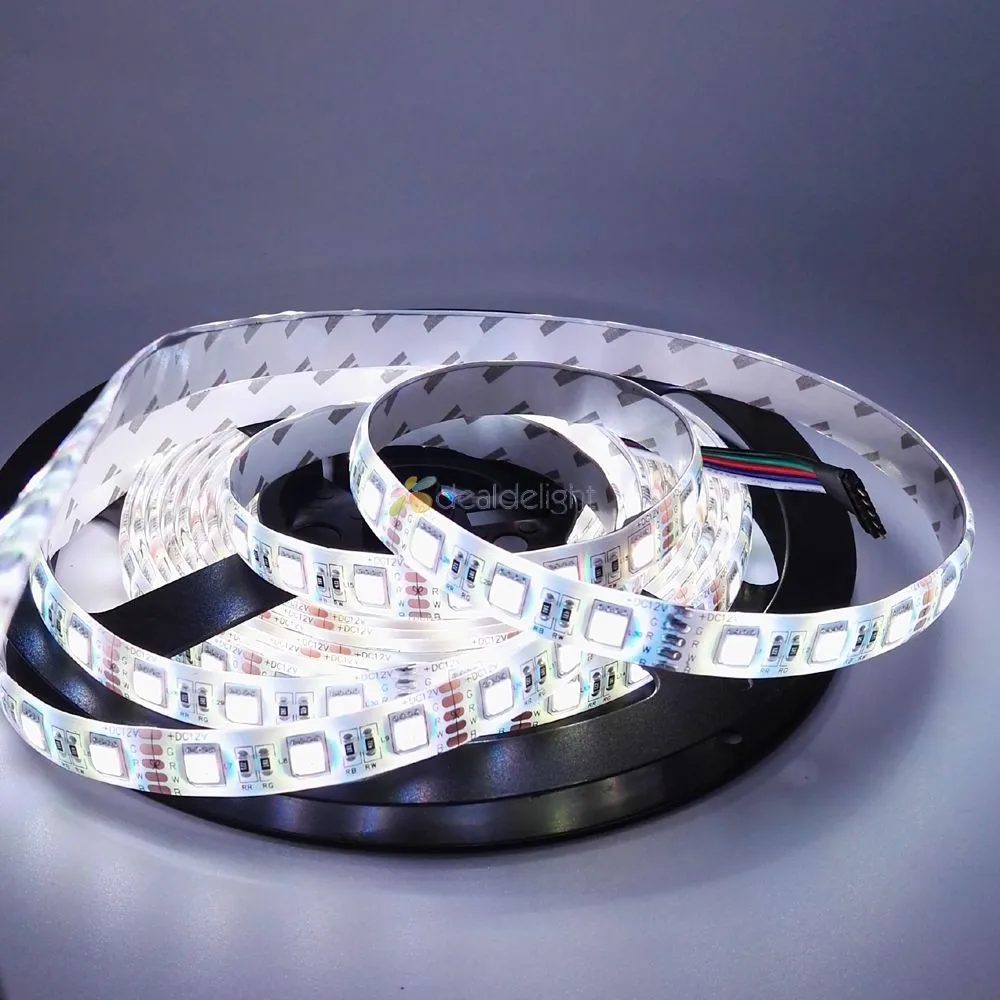 RGBW Светодиодная лента, 4 цвета в 1 светодиодный чип, SMD 5050 12 В/24 В гибкий свет RGB+ белый/теплый белый, 60 Светодиодный s/m, 5 м/лот