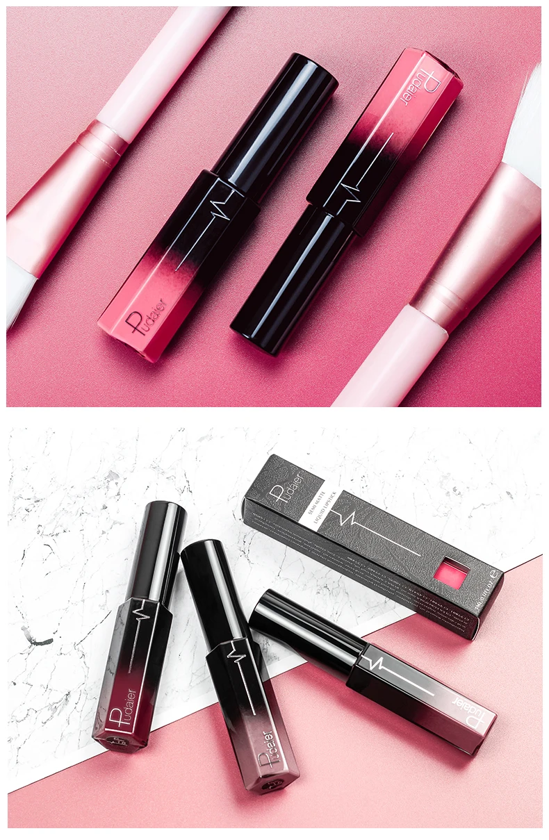 Pudaier Матовая жидкая помада rouge a levre Matte longue tenue maquillage Водонепроницаемый увлажняющий стойкий блеск для губ