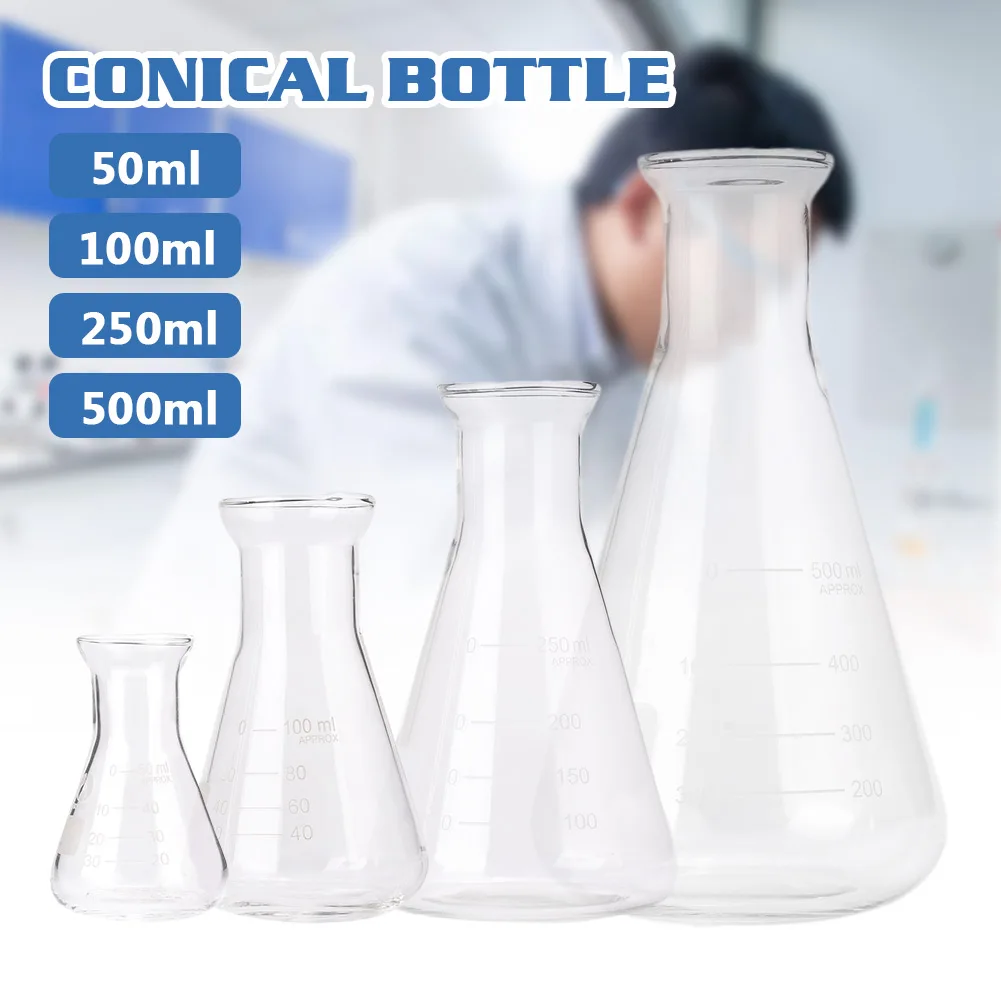 Коническая фляжка Erlenmeyer 50 мл 500 боросиликатный мерный стакан винный контейнер