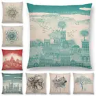 Горячая Распродажа цветной эскиз Снежинка корабль Город Строительство Осьминог растения дерево молния Лев Наволочка Декор диван пледы наволочка