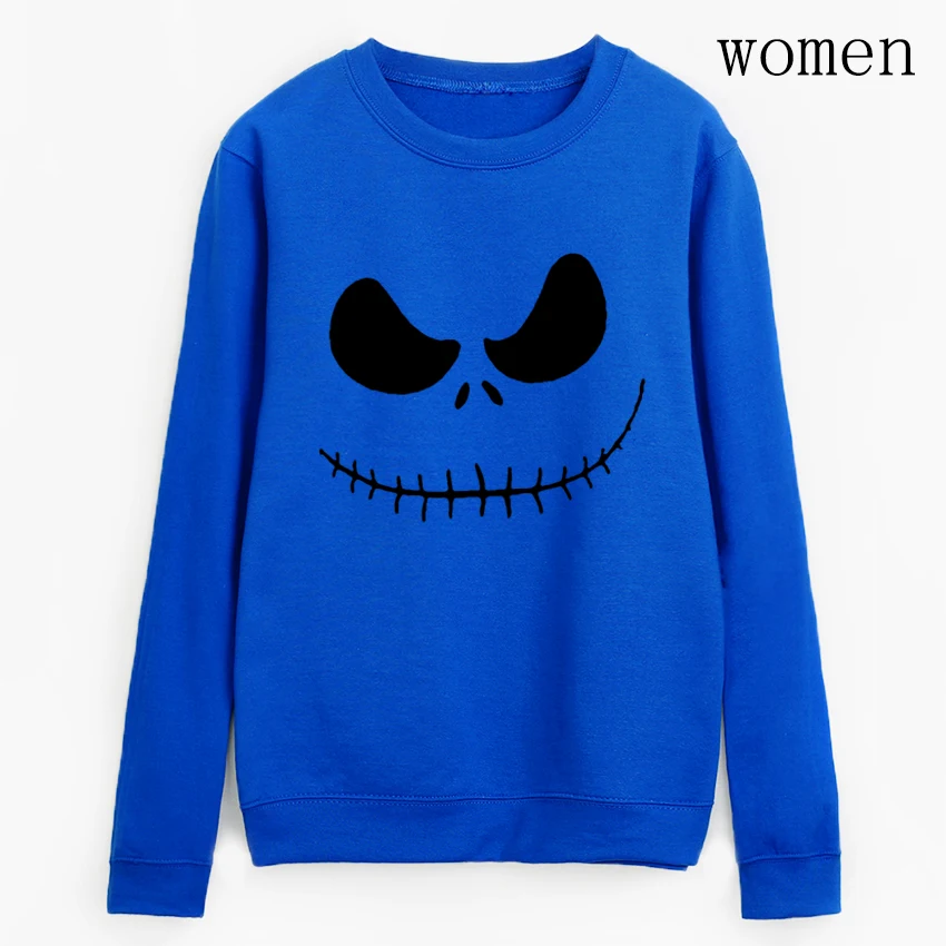 blue1 Новое поступление, женские пуловеры Jack Skellington, толстовки со злой улыбкой, осень, kpop, толстовка, femme, harajuku, Повседневная брендовая одежда - Цвет: blue1