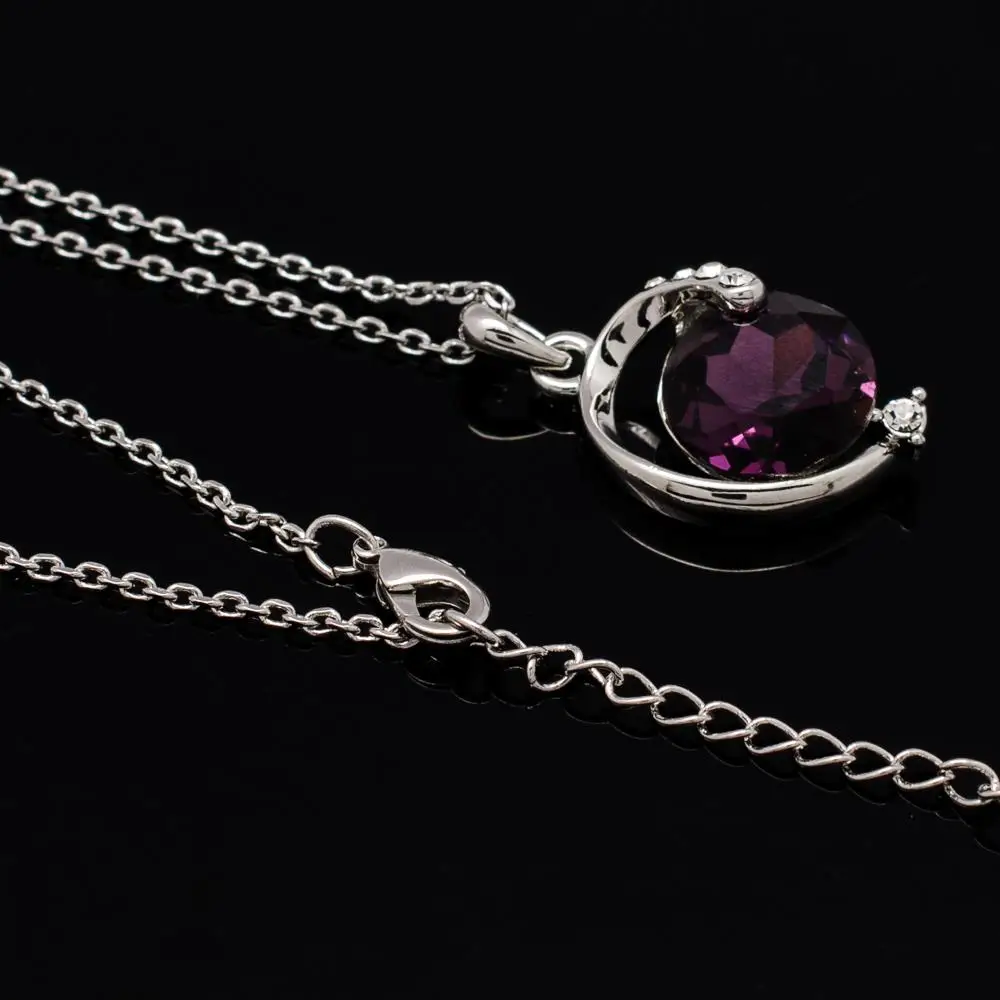 Wholesale Purple Austrian Rhinestone Zircon Charm Necklace Chain Plated Really Rhodium for Girl Kids Christmas Gift | Украшения и