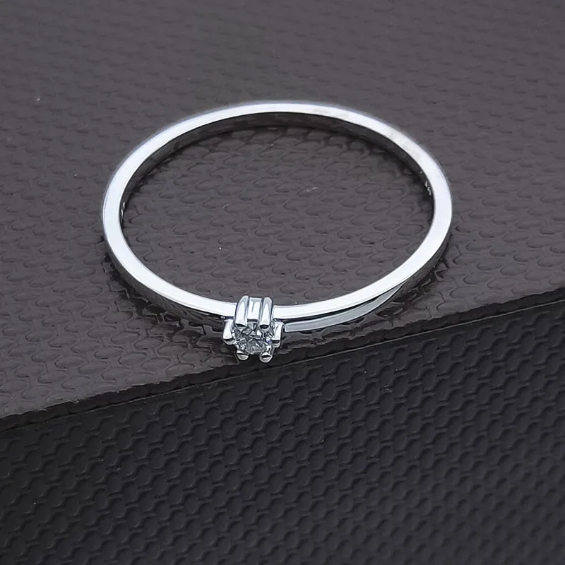 Твердое 18 к белое золото(AU750) 0.06ct SI/H круглое бриллиантовое обручальное кольцо, модное изысканное ювелирное элегантное кольцо, подарок на свадьбу