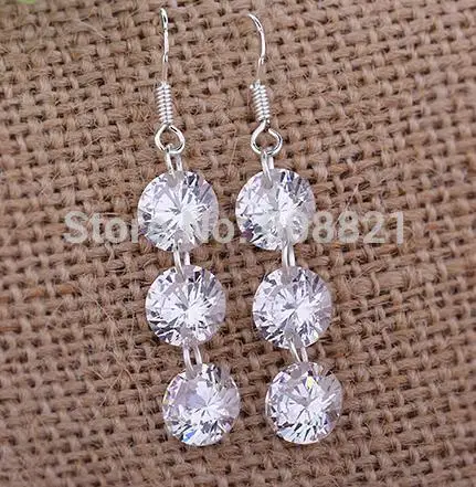 Женские сережки с фианитом из Индии посеребренным покрытием ювелирные изделия