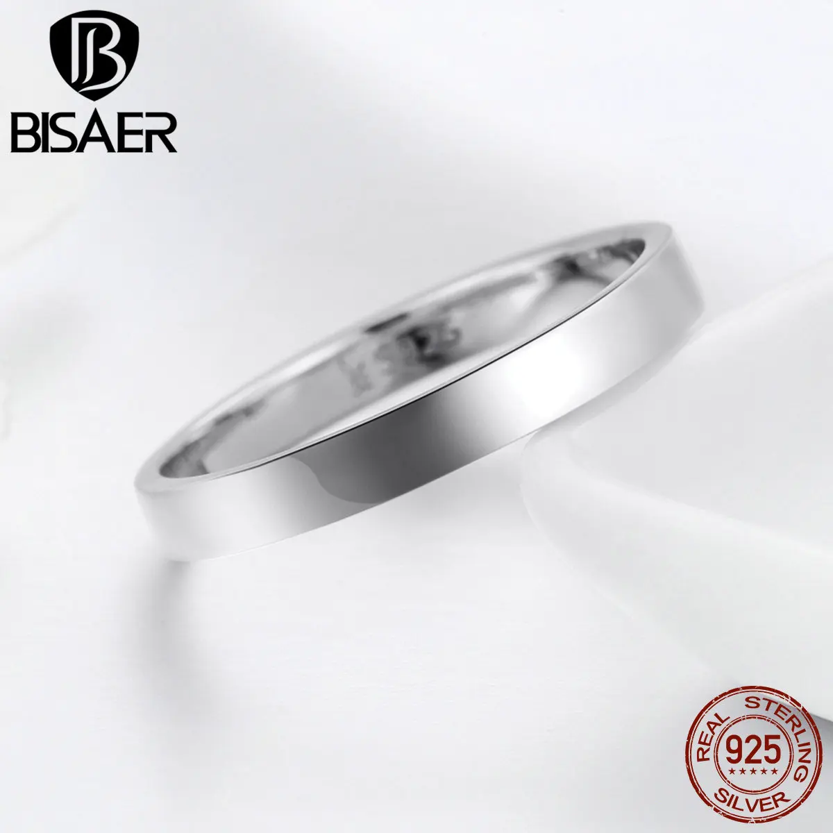 BISAER Серебро 925 пробы кольцо для помолвки кольцо Forever Love круг пара женские Кольца для Для женщин Свадебные украшения ECR343