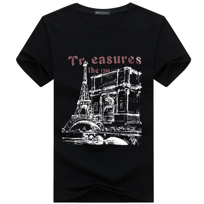 Футболка для Мужчин Лето Моды Случайные Короткими Рукавами Футболки Париж