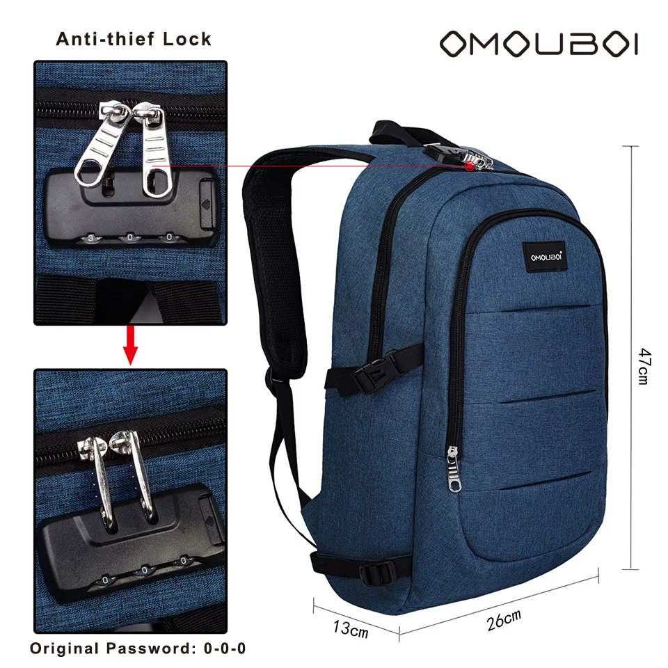 OMOUBOI синий Anti-theft дня назад пакеты прочный спортивная сумка двойной розетки для
