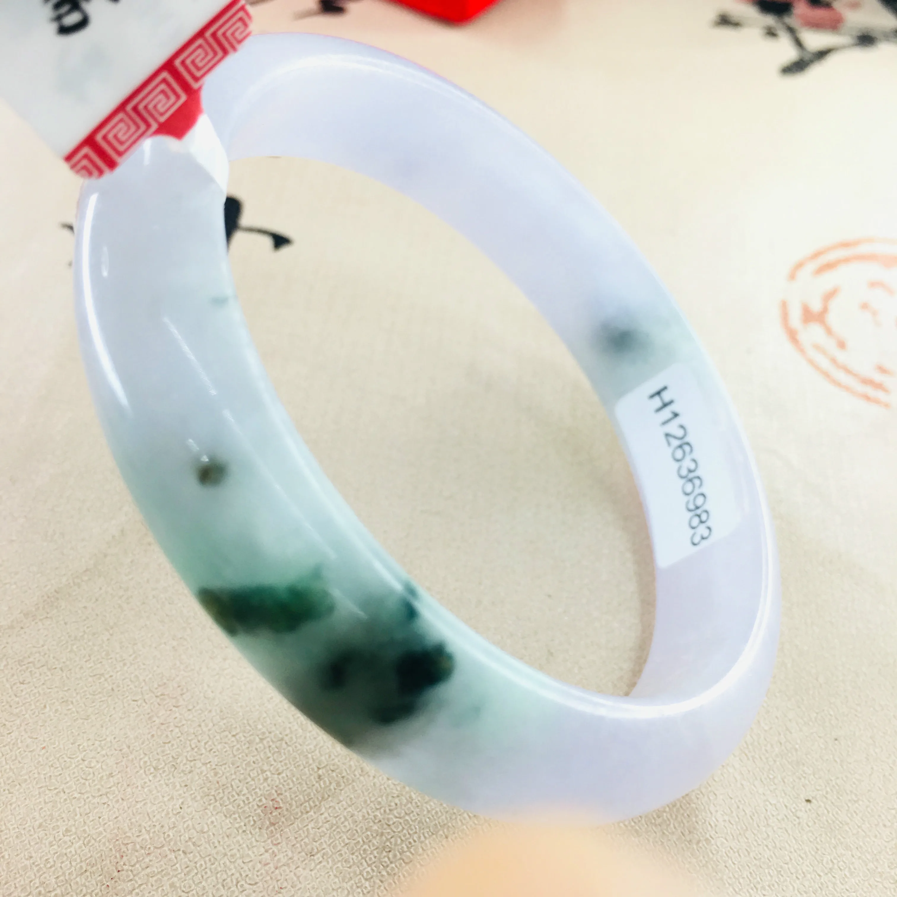 

Zheru Jewelry Pure Natural Jadeite Bracelet Natural noble light purple two-color 54-62mm female jade bracelet gift