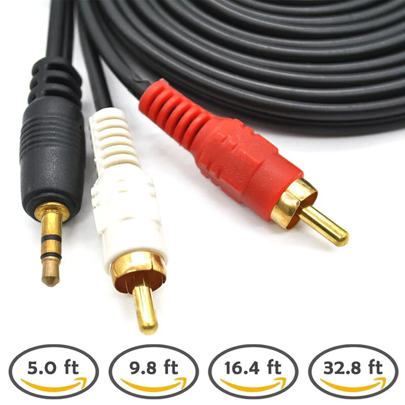Новинка 1 5 м/3 м/5 м/10 м 3 мм Штекерный разъем AV 2 RCA стерео аудио кабель AUX для Mp3 Pod Phone
