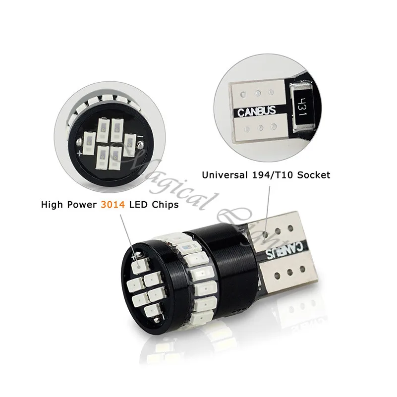 10 шт. T10 LED W5W Canbus 168 194 Автомобильный внешний свет габаритная ширина парковочная