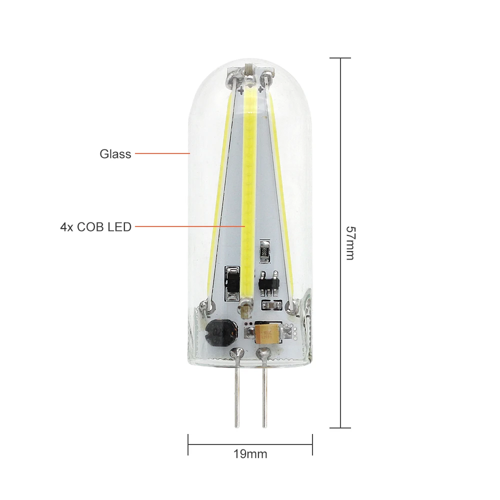 Мини G4 светодиодный светильник AC DC 12 V Стекло Shell 4 удара накаливания светодиодный лампочки для точечных светильников Сменные галогенные лампы Lamparas